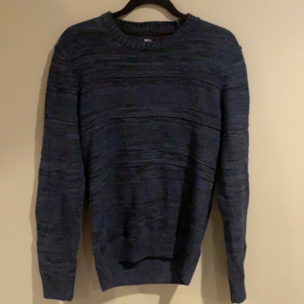 American rag S small men 100% cotton blue black crew woven sweater